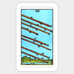 Card #29 - Eight Of Wands - Rider Waite Smith Tarot Sticker